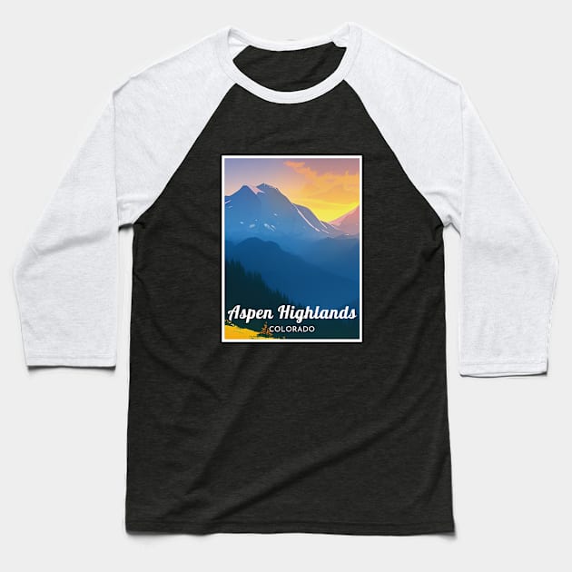 Aspen Highlands Colorado United States ski Baseball T-Shirt by UbunTo